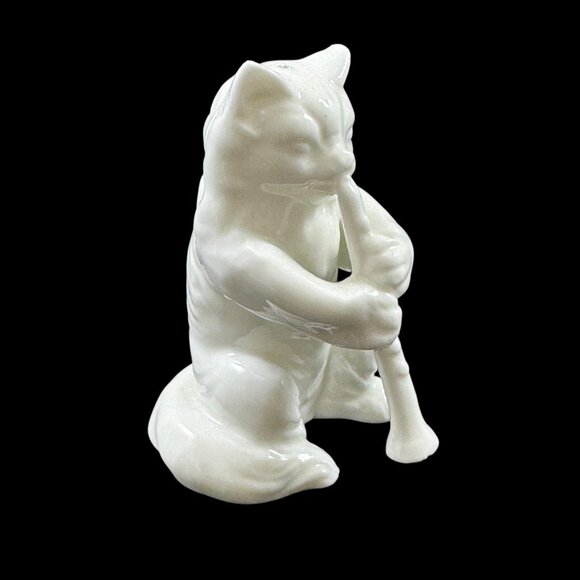 5 White Porcelain Cats Figurines Band Instruments Philip Stahl Vintage 1970s - Picture 4 of 7